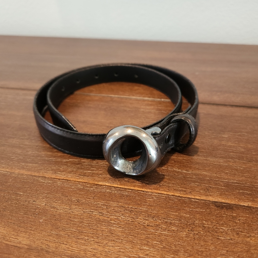 Simon Sebbag Black Leather Belt, Size S